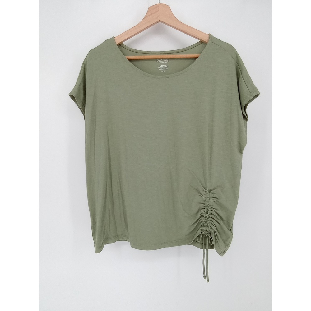 Rachel Rachel Roy Top Womens XL Green Side Ruched Drawstring Short Sleeve‎ Tee